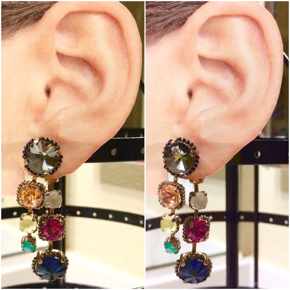 🚫SOLD🚫 Jeweled Front Back  Ear Jackets Earrings - Picture 6 of 7