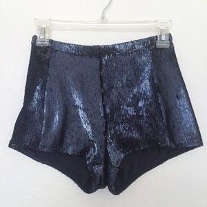 Silence + Noise navy sequin shorts