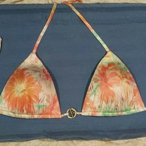 NWOT Floral shimmery string bikini top