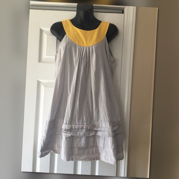 Tulle Tops - Gray & Yellow Sleeveless Tunic