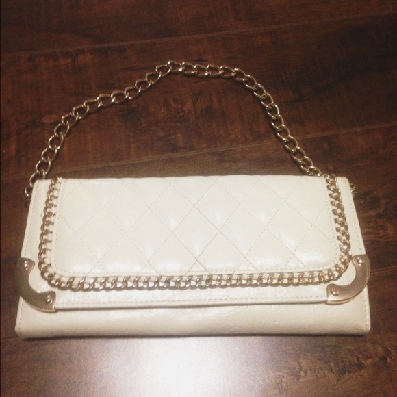 Classic gold chain white purse