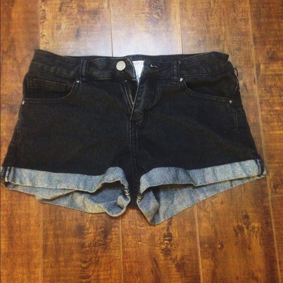 Dark wash denim shorts
