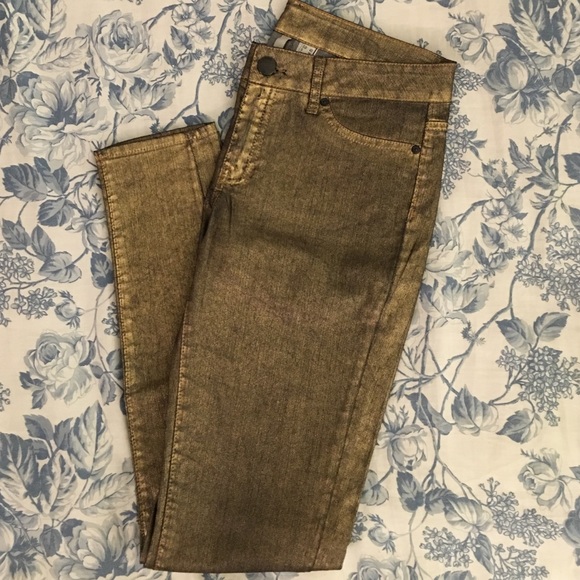 MNG by Mango Gold Foil Skinny Denim