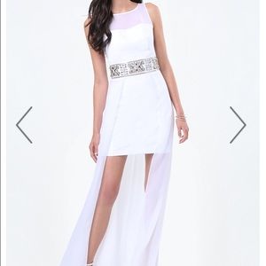 BEBE EMBELLISHED WAIST DRESS