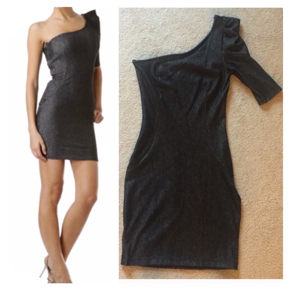 One Shoulder Charcoal Dress