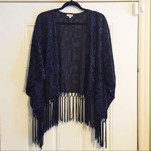 ANTHROPOLOGIE crushed velvet fringe kimono