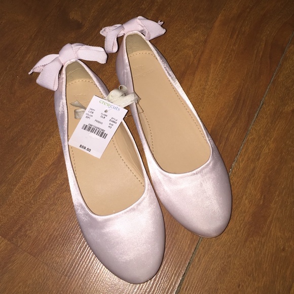 Kids Crew Cuts Satin Pale Pink Ballet Flats