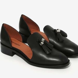 Jeffrey Campbell open case leather flat.