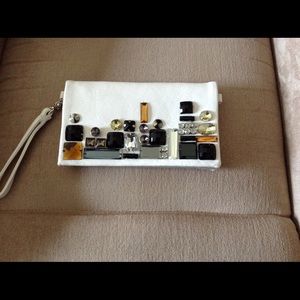 Leather clutch/WRISTLET. Jeweled and new!