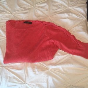 Limited Salmon 3/4 ruffle sleeve sweater