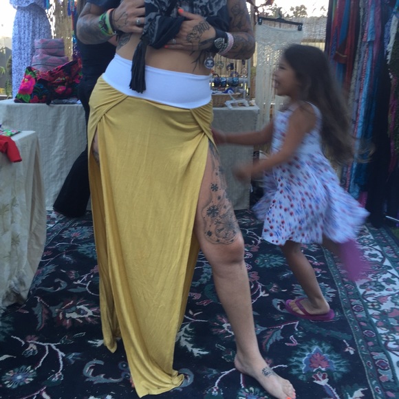 Handmade Dresses & Skirts - SALE! The Namaste movement slit skirt in mustard