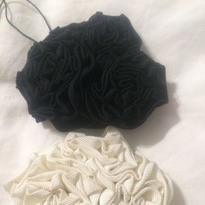 Reiss flower broaches - ivory and black