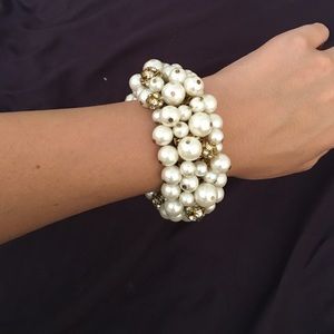 Pearl and jewel statement bracelet