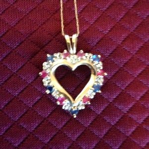 Gold / Gemstone Heart Necklace