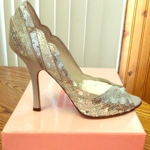 J LO SILVER SEQUINED PUMPS