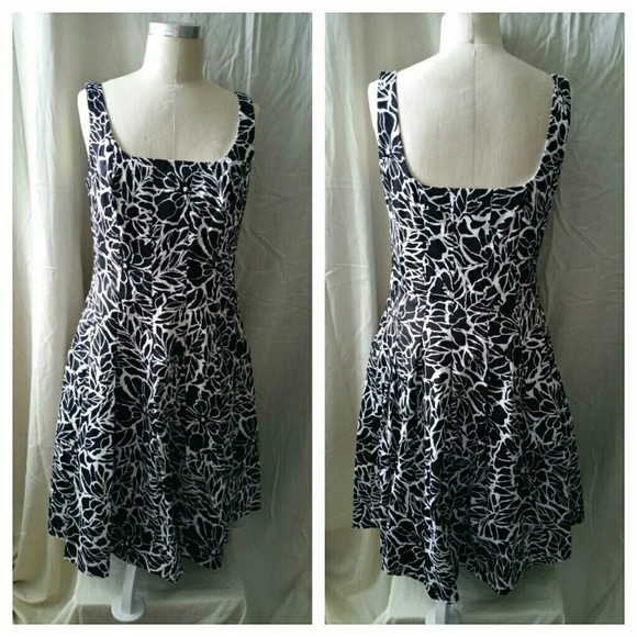 Black and White Floral Print Cotton Sundress