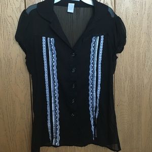 Short sleeve sheer button up