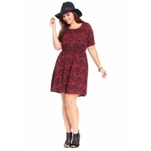 ❤️Red/Black Floral Dress Plus Size 1x⚫️