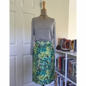 JCrew Silk Cotton Floral Pencil Skirt
