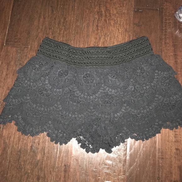 Black crochet shorts