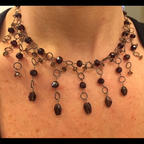 Gorgeous Garnet and Smokey Quartz Necklace