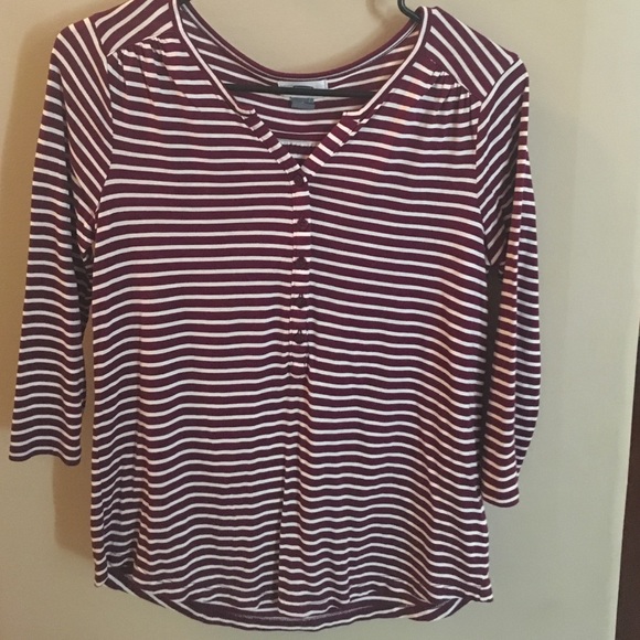 maroon and white striped shirt