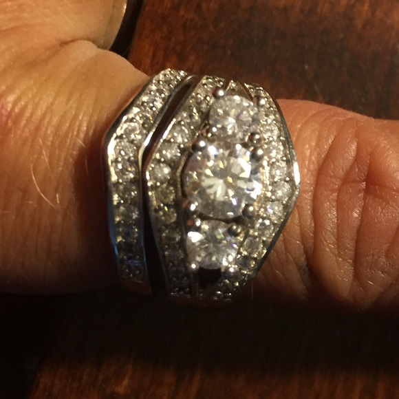 💍CZ silver plated wedding set