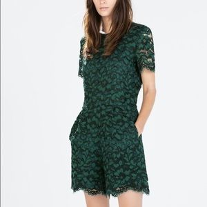 Zara Green Lace Romper sz xs