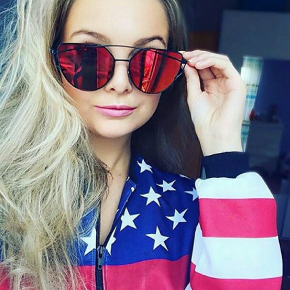 🔥NWT Cat Eye Mirrored Flat Lenses RED - Picture 4 of 4