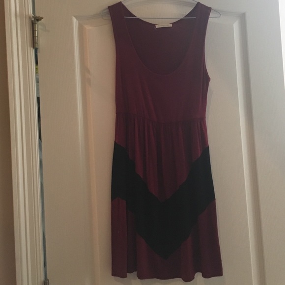 maroon and black chevron striped dress