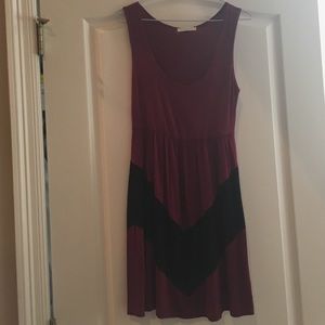 maroon and black chevron striped dress