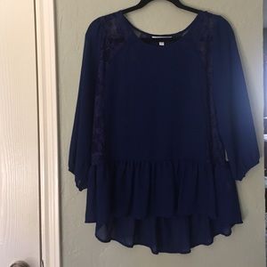 Navy Peplum & lace top