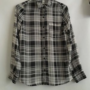 Old navy black and white plaid shirt