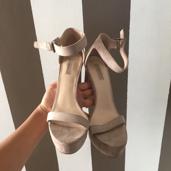 Nude suede heels