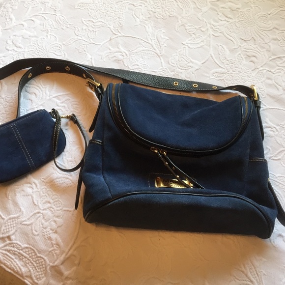 Beautiful blue suede shoulder bag