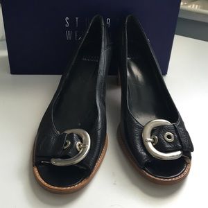 Stuart Weitzman buckle peep toe heel