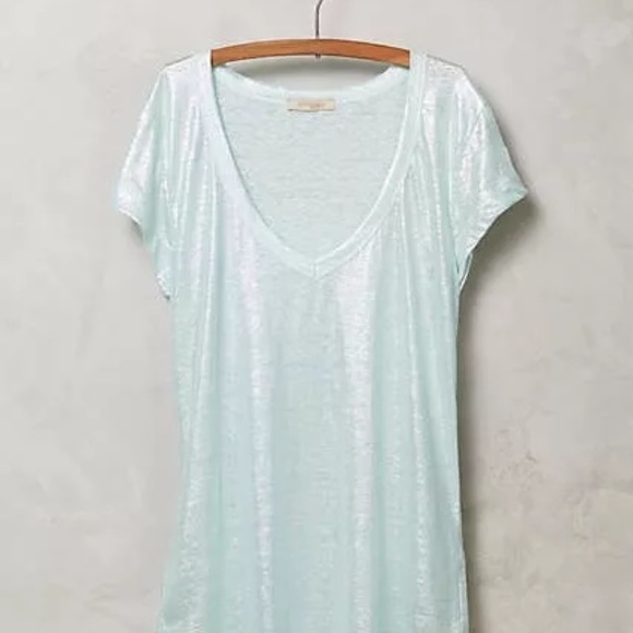 Anthropologie Shimmered Linen Tee by Bordeaux - Picture 2 of 4