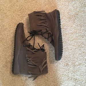 Minnetonka lace up booties