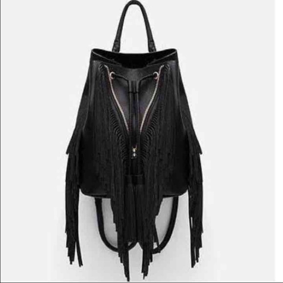 New Zara fringe convertible backpack