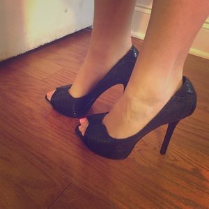 Black sparkly heels