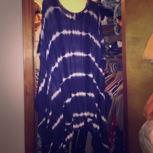 Navy/white tye-dye long sleep top