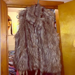Tan/black fur vest