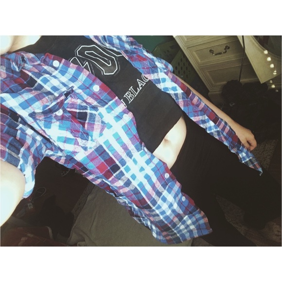 Blue, red and white flannel