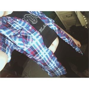 Blue, red and white flannel