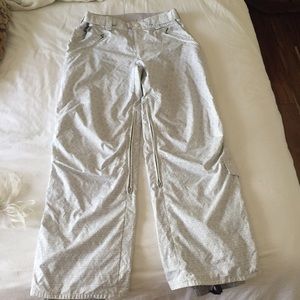 Grey and white snowboard pants