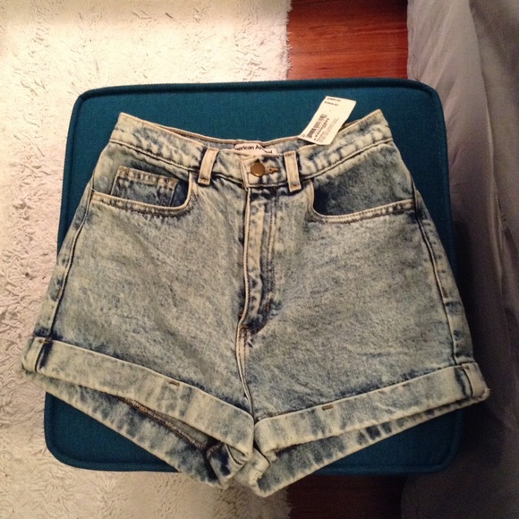 American apparel high waisted acid washed shorts