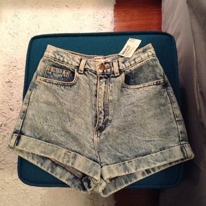 American apparel high waisted acid washed shorts