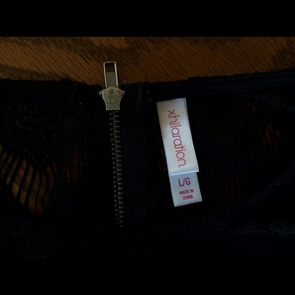 Long Sleeve Dark Blue Mini Dress Lace Sleeves - Picture 4 of 4