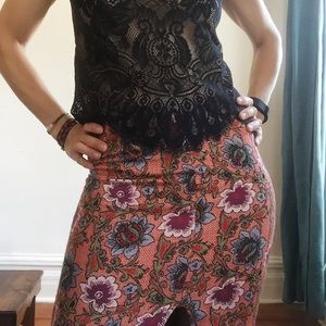 Zara knit floral pencil skirt, size small