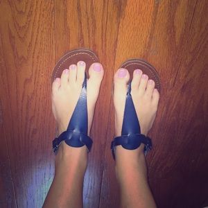 Navy thong sandals